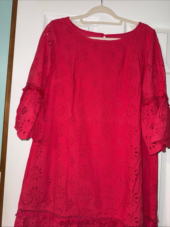 Anthropologie Dresses & Skirts - Anthropologie Coral-Pink Lightweight dress 
Eyelet - beading detail.